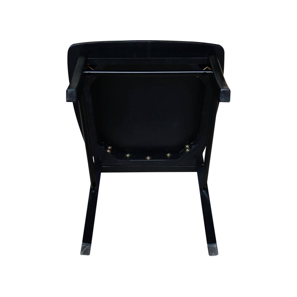 Elegant High-Back Cross Solid Parawood Side Chair in Black - Set of 2