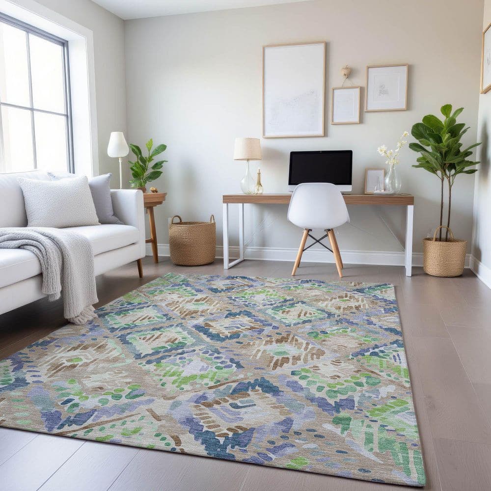 Mayfield Premium Machine Washable Abstract AMF1326 Beige 10 ft. x 14 ft. Area Rug price history on PriceWatchPro