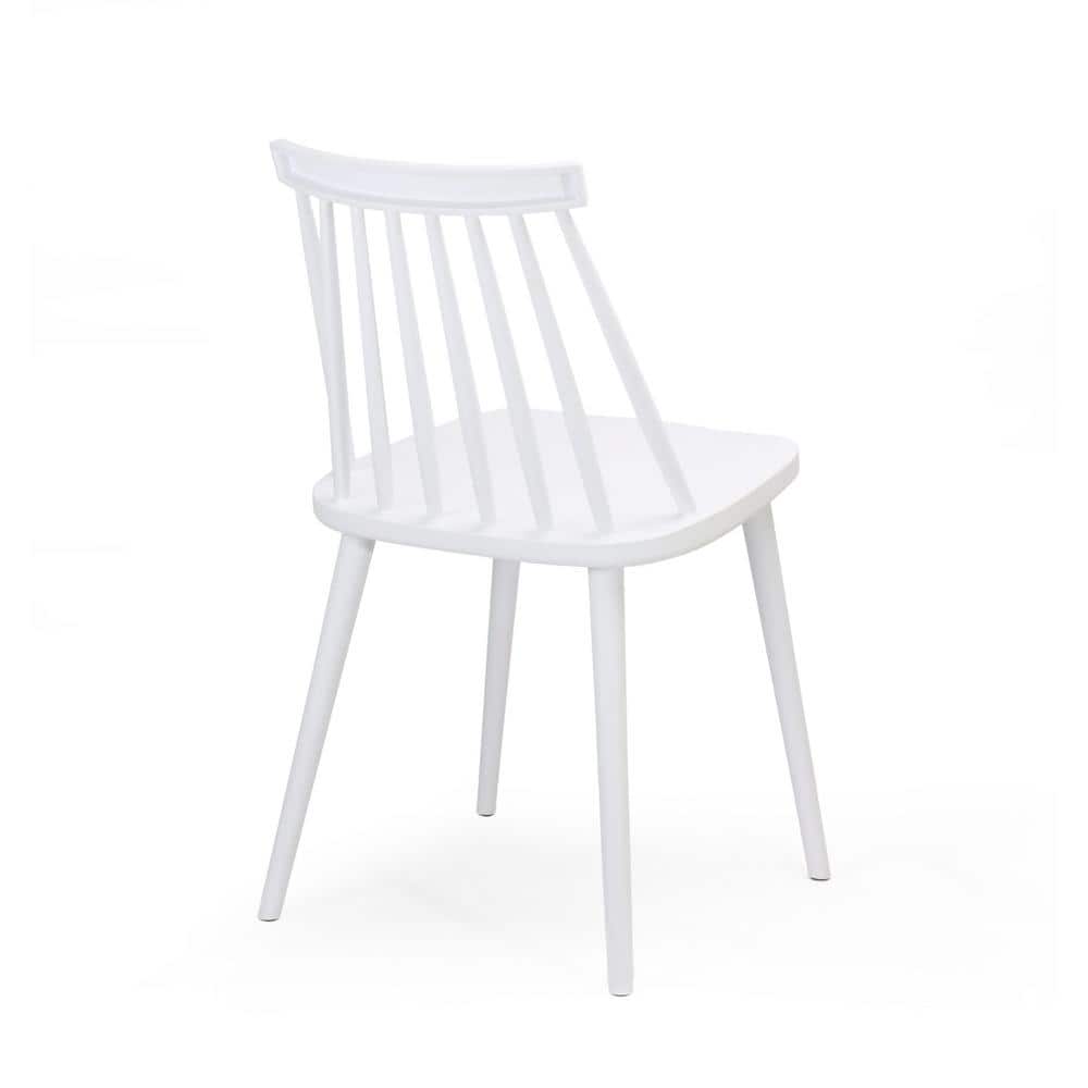 Matte White Windsor High-Back Plastic Side Chair, Set of 2