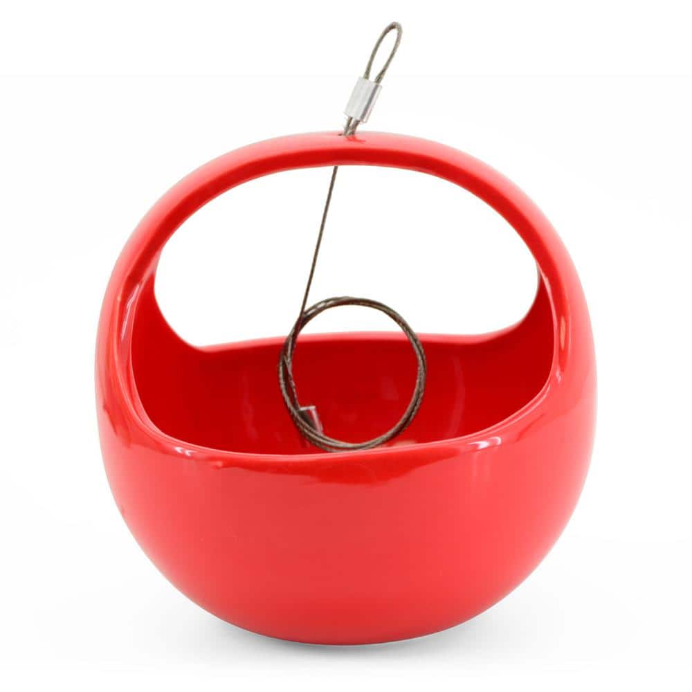 Basket 4-1/2 in. x 4-1/2 in. Red Ceramic Hanging Planter