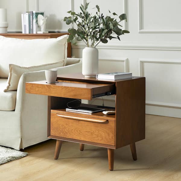 JAYDEN CREATION Galena Acorn Mid-Century Modern 2-Drawer