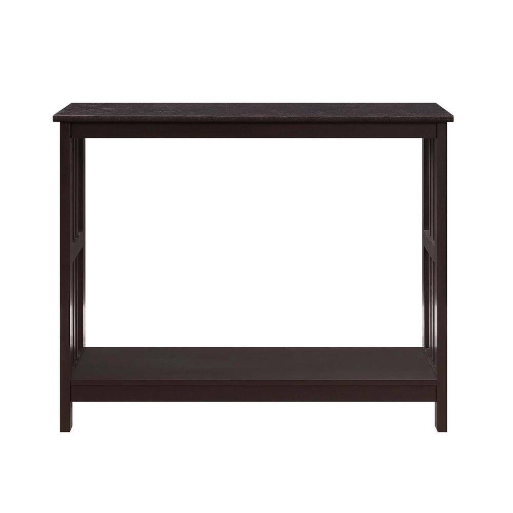 Espresso Mission-Inspired Console Table with Bottom Shelf
