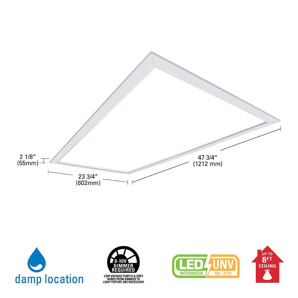 Sleek 2x4 White Aluminum 4500 Lumen LED Panel Light for Indoor/Outdoor