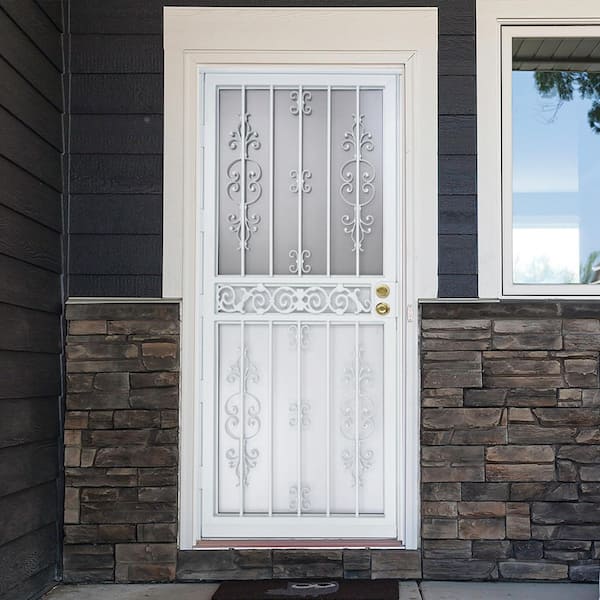 Liberty 36 in. x 80 in. Universal/Reversible White Gloss Steel Security Door