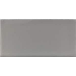 Gray 8-in. x 16-in. Subway Polished Glass Floor and Wall Tile (13.33 Sq ft/case)