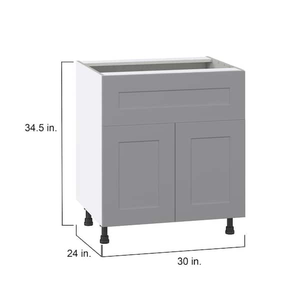 J COLLECTION Bristol Painted Slate Gray Shaker Assembled Base Kitchen Cabinet with 3 Inner Drawers (24 in. W x 34.5 in. H x 14 in. D)