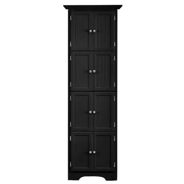 IWELL Black Bathroom Wall Cabinet with 1 Adjustable Shelf & Double