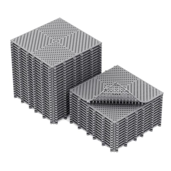 12 in. x 12 in. Interlocking Drainage Floor Tile Set, Anti-Slip PVC for Patio, Garage and Pool Areas(36-Pack)