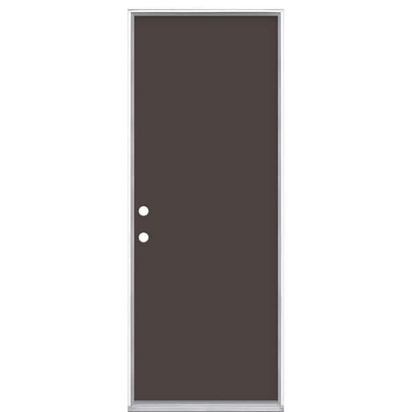 Masonite 30 in. x 80 in. Flush Right-Hand Inswing Willow Wood Painted Steel Prehung Front Door No Brickmold in Vinyl Frame