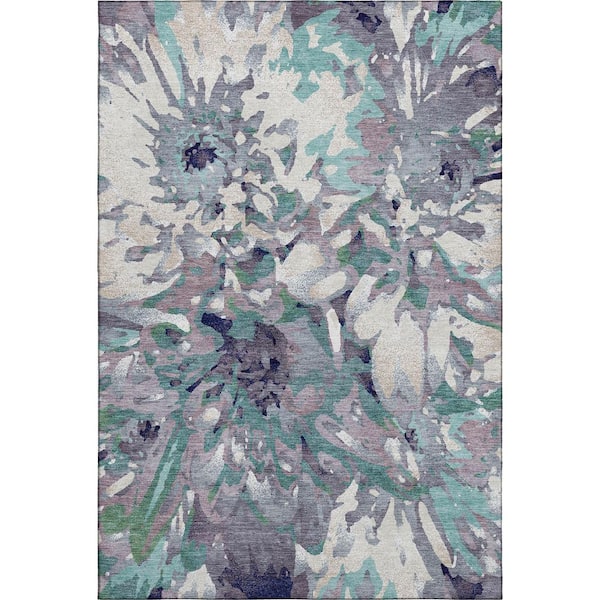 Mayfield Premium Machine Washable Abstract AMF2340 Lavender 8 ft. x 10 ft. Area Rug