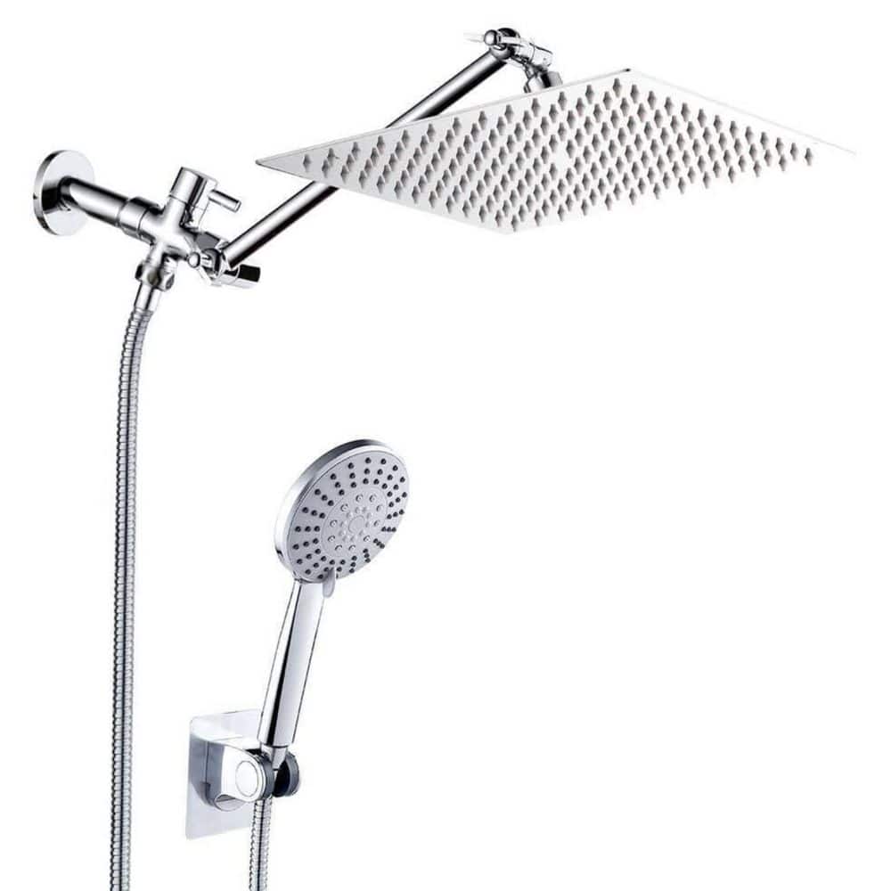 Lukvuzo High Pressure 5-Spray Wall Mounted 2-in-1 Fixed and Square