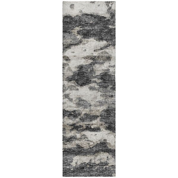 Dream Shag Premium Machine Washable Abstract ADS71 Black 2 ft. x 7 ft. Runner Rug