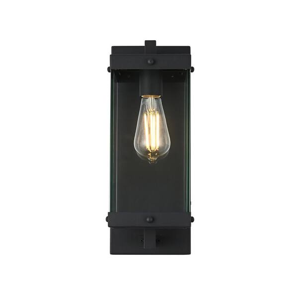 15 in. Black Outdoor Hardwired Wall Sconce with No Bulbs Included