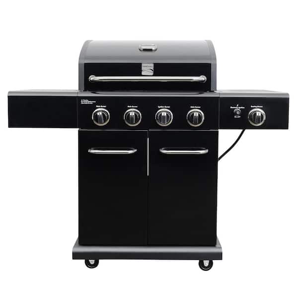KENMORE 4-Burner Propane Gas Grill with Side Searing Burner in Black with Black Chrome Accent