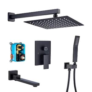 1-Spray Patterns with 2.0 GPM 10 in. 3-Functions Tub Wall Mount Dual Shower Heads in Matte Black