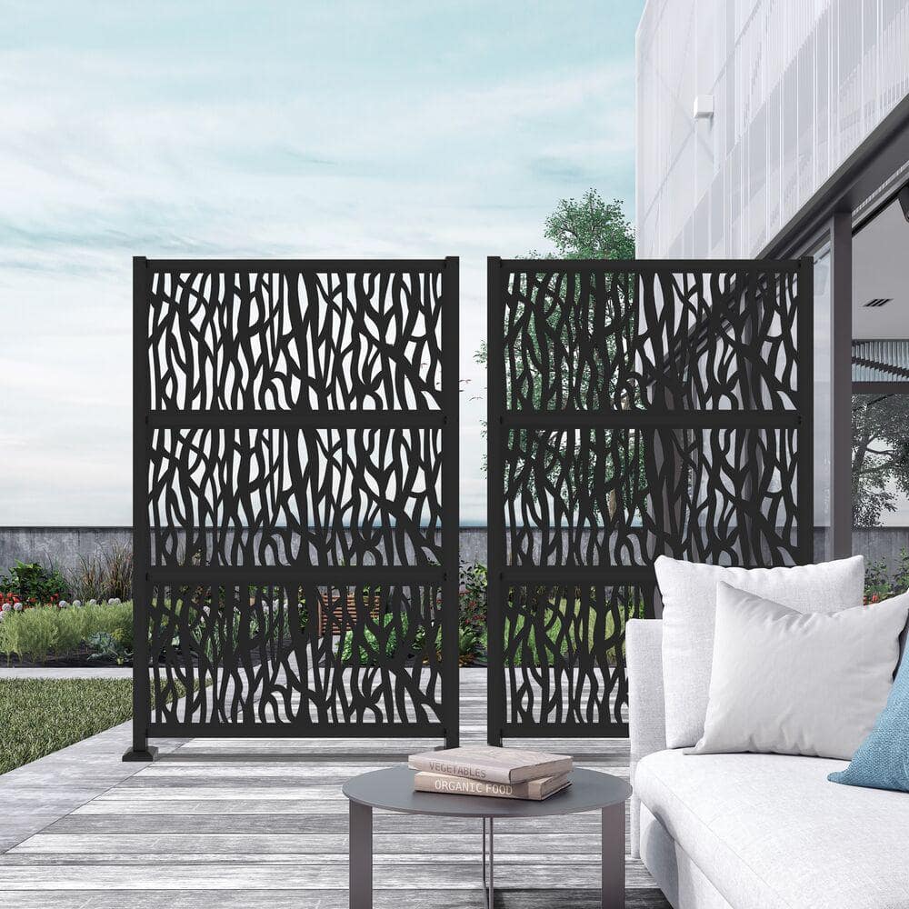 Matte Black Aluminum Privacy Screen Panel Frame Kit