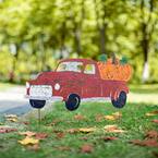 25 in. L Metal Rusty Truck Yard Stake or Standing Decor or Hanging Decor (KD, 3 Function)