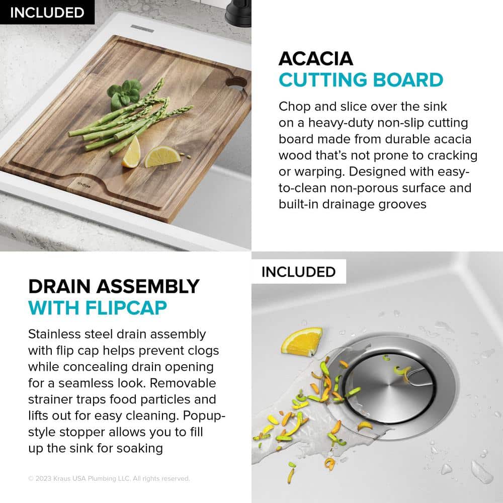 White Granite Composite Single Bowl Kitchen Sink with Accessories