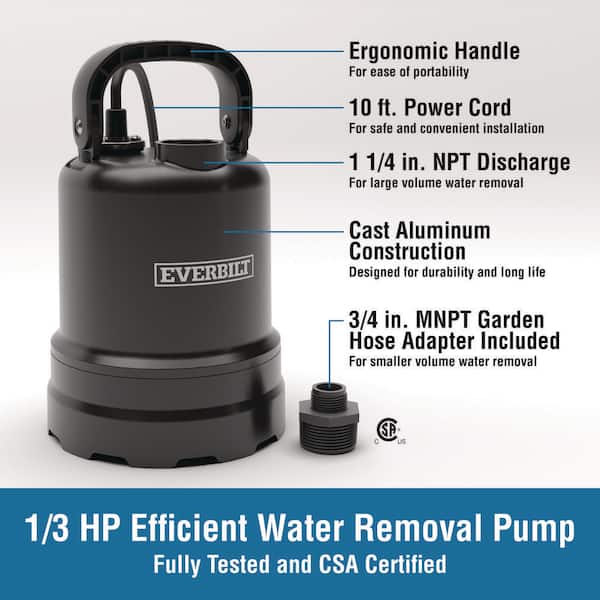 1/3 HP Submersible Aluminum Utility Pump