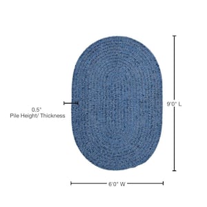 Dover Chenille Petal Blue 8 ft. x 10 ft. Oval Braided Area Rug