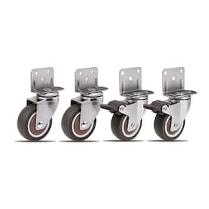 2 in. Brown Side Mount Caster Kit 2 Swivel and 2 Swivel with Brake with 190 lbs. Load Rating (4-Pack)