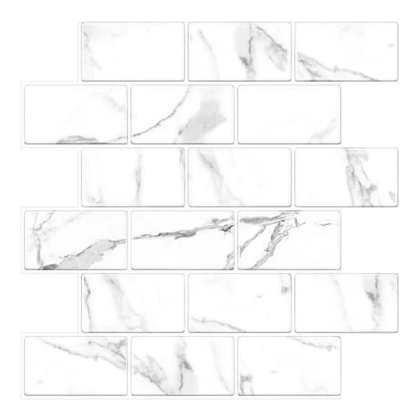 Tic Tac Tiles Thicker Subway Marble 12 in. x 12 in. PVC Peel and Stick Tile (8.5 sq. ft./10)