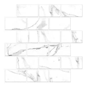 Thicker Subway Marble 12 in. x 12 in. PVC Peel and Stick Tile (8.5 sq. ft./10)