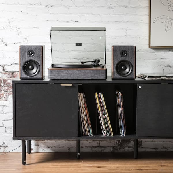 Crosley Nocturne Record Player with Speakers in Charcoal