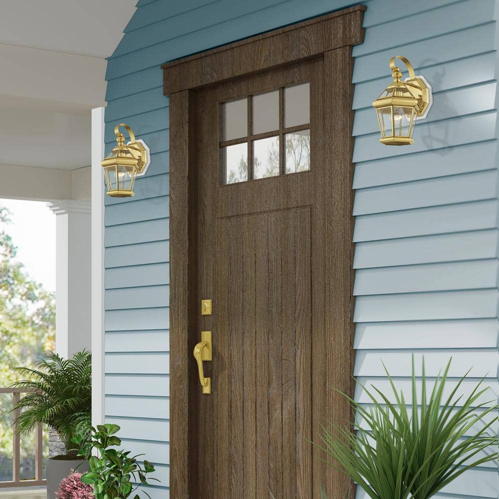 Georgetown Polished Brass Dimmable Wall Lantern with Clear Glass