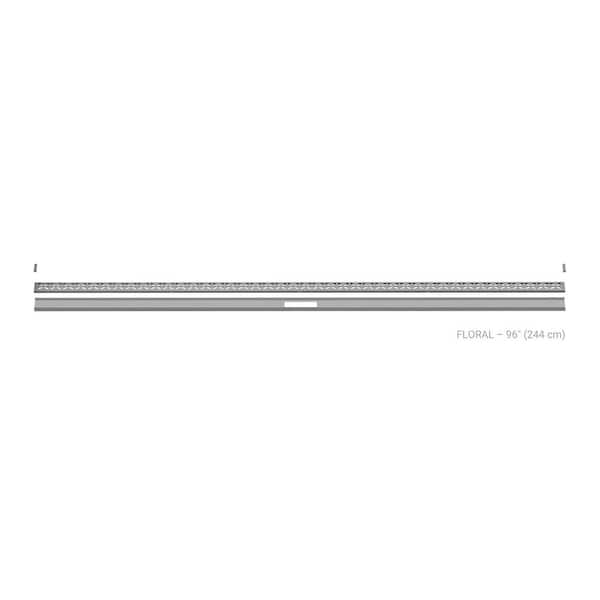 Kerdi-Line-Vario Stone Grey 96 in. Floral Grate and Channel Floor Installation Kit for Accessory
