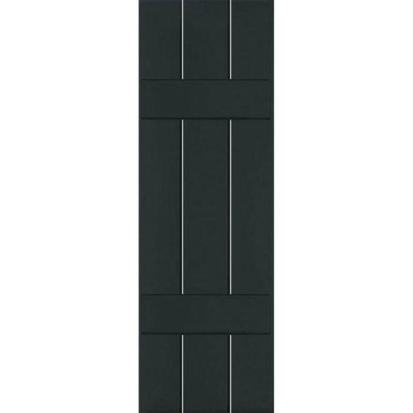 Ekena Millwork 12 in. x 32 in. Exterior Real Wood Pine Board and Batten Shutters Pair Dark Green