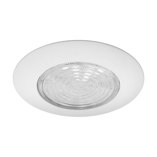 NICOR 6 in. White Recessed Plastic Shower Trim with Glass Fresnel