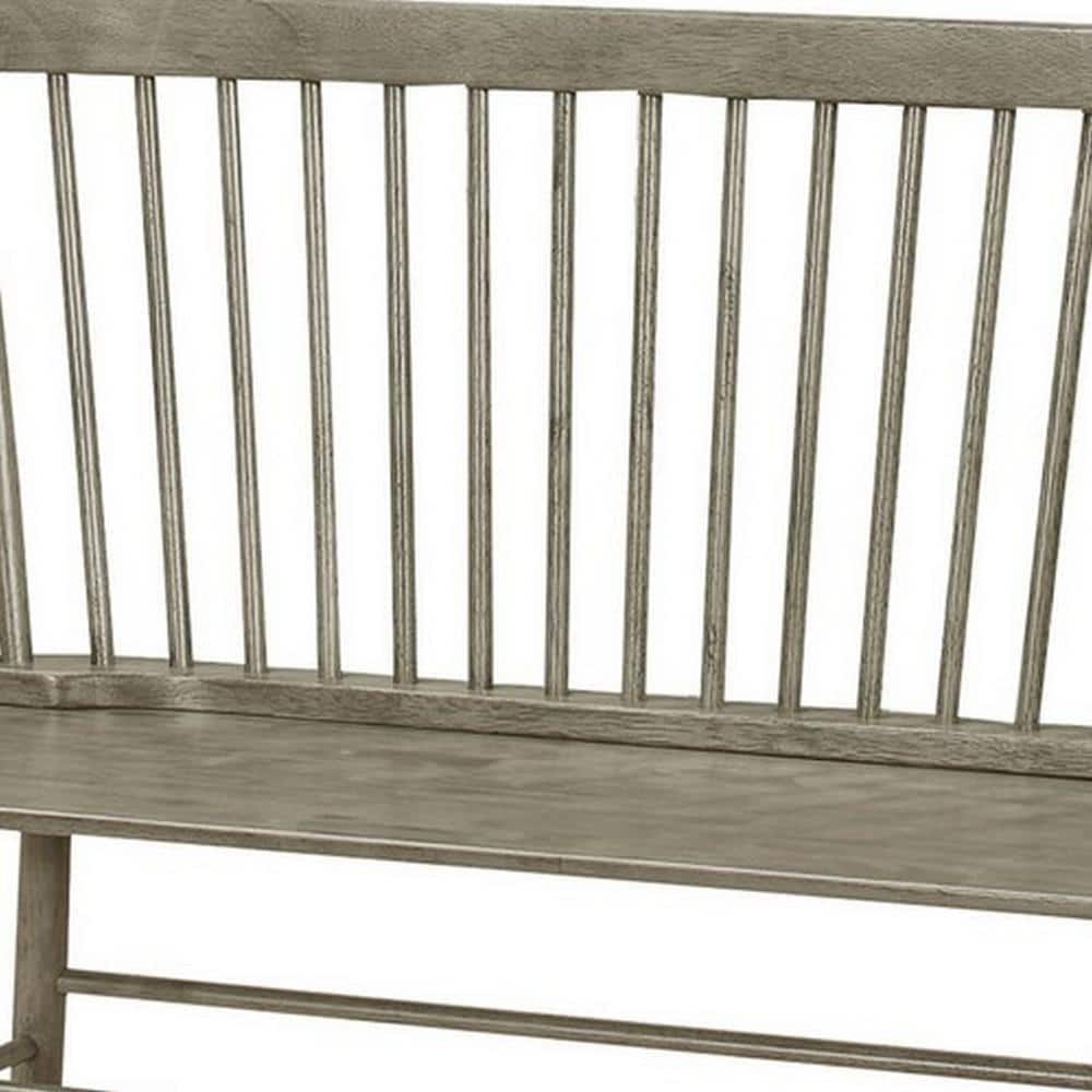 Gray Solid Wood Spindle Back Bench with Splayed Legs, 48"