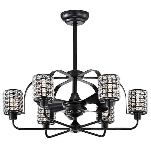 Warehouse of Tiffany Erween 35 in. Indoor Black Finish Remote Controlled Fandelier with Light Kit