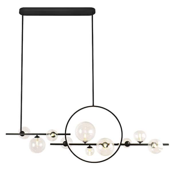Pia Ricco 10 Light Black Pendant Light For Kitchen Island