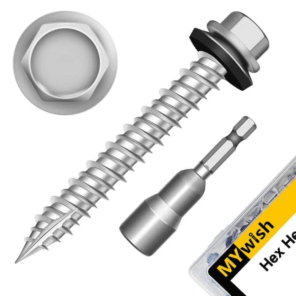 #10 x 1-1/2 in. Zinc Plated Hex Head Self Drilling Metal Roofing Screws with EPDM Rubber Washer (300-Piece/Case)