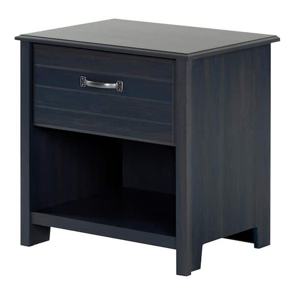 South Shore Asten 1 -Drawer Blueberry Nightstand 22.5 in. H x 21.75 in. W x 17.5 in. D