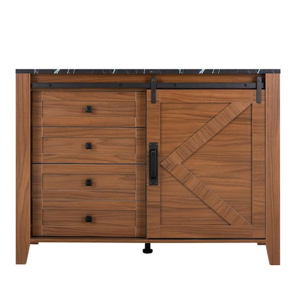 Unbranded Brown Wood Pantry Organizer, Sideboard, Storage Cabinets with 4-Drawers, Metal Handle