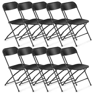 Black Plastic Folding Chairs, Indoor Outdoor Stackable Seat (10-Pack)