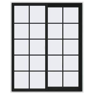 48 in. x 60 in. V-2500 Series Bronze FiniShield Vinyl Right-Handed Sliding Window with Colonial Grids/Grilles