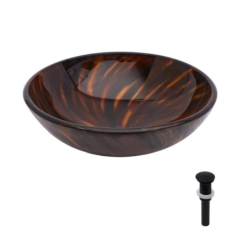 Avex 16.5 in. Round Bathroom Vessel Sink in Brown with Black Pop-up Drain (No Faucet) price history on PriceWatchPro