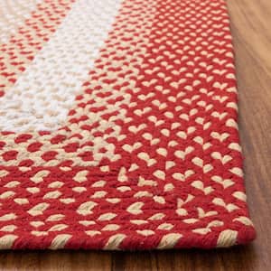 Waterbury Rectangle Red and Cream 3 ft. X 5 ft. Cotton Braided Area Rug