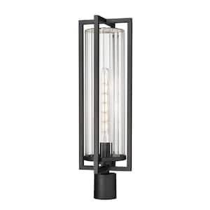 Aura 1-Light Black Aluminum Hardwired Outdoor Marine Grade Post-Light with no bulbs included