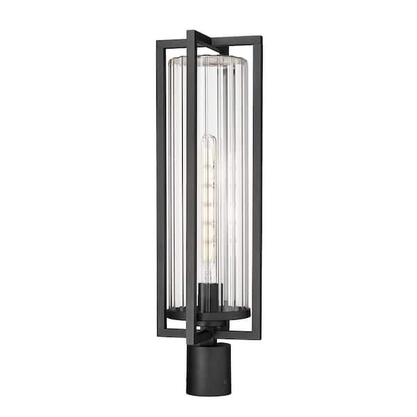Filament Design Aura 1-Light Black Aluminum Hardwired Outdoor Marine Grade Post-Light with no bulbs included