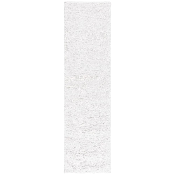Rumi Shag 2 ft. x 8 ft. Ivory Modern Solid Runner Rug