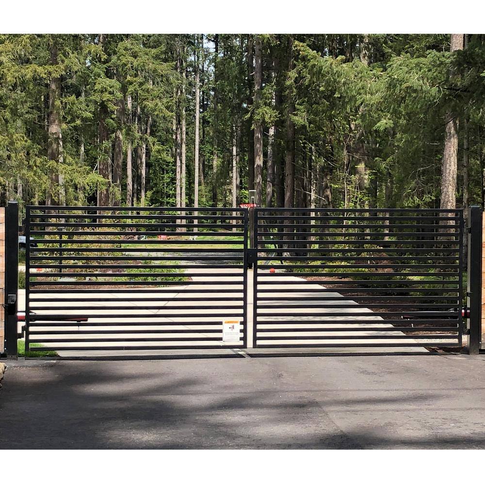 Milan Style Black Galvanized Steel Dual Swing Driveway Gate 18x6 Feet