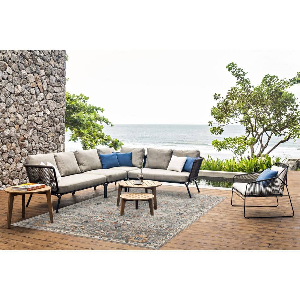 Laudine Gray Bohemian Rectangular Outdoor Rug 8'9" x 11'9"