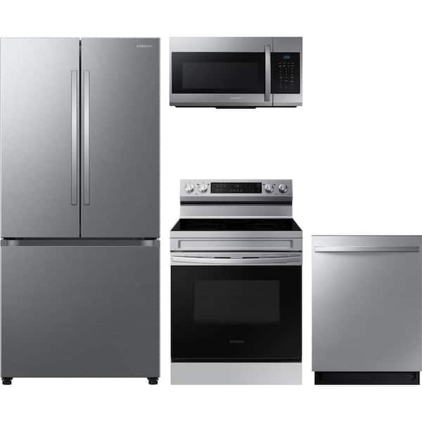 25 cu. ft. Bespoke AI Standard Depth 3-Door French Door Refrigerator with 5-Burner Range and AutoRelease Dishwasher