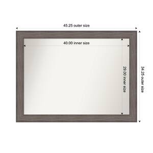 Country Barnwood 45.25 in. W. x 34.25 in. Custom Non-Beveled Wood Framed Bathroom Vanity Wall Mirror