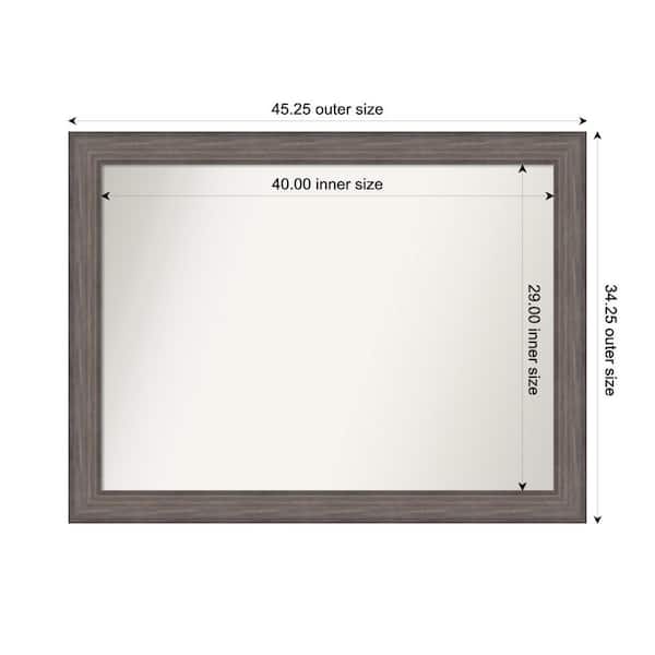 Amanti Art Country Barnwood 45.25 in. W. x 34.25 in. Custom Non-Beveled Wood Framed Bathroom Vanity Wall Mirror